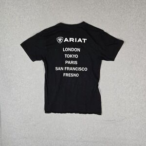 Ariat Men Shirt S Black San Francisco Paris London Tokyo Logo Short Sleeve